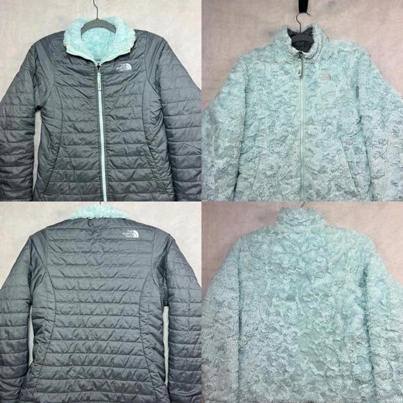 Reversible North Face Girls L 14/16 Quilted Fleece Jacket